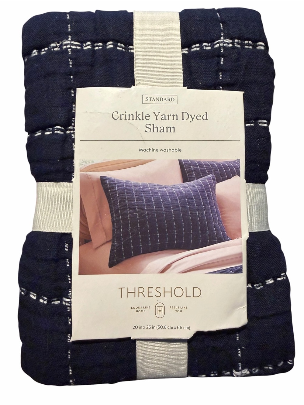 Threshold Crinkle Yarn Dyed Sham in Navy (set of 2)